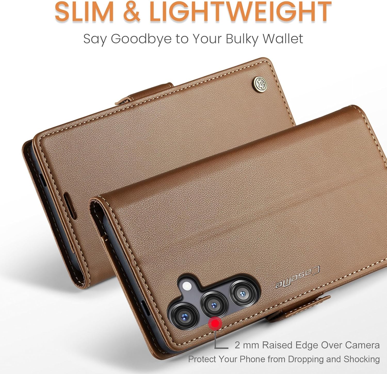 QLTYPRI Wallet Case for Samsung Galaxy S25 Plus, Premium PU Leather Magnetic Flip Folio Case with RFID Blocking Credit Card Slots Kickstand Shockproof Protective Phone Cover - Brown - Image 7