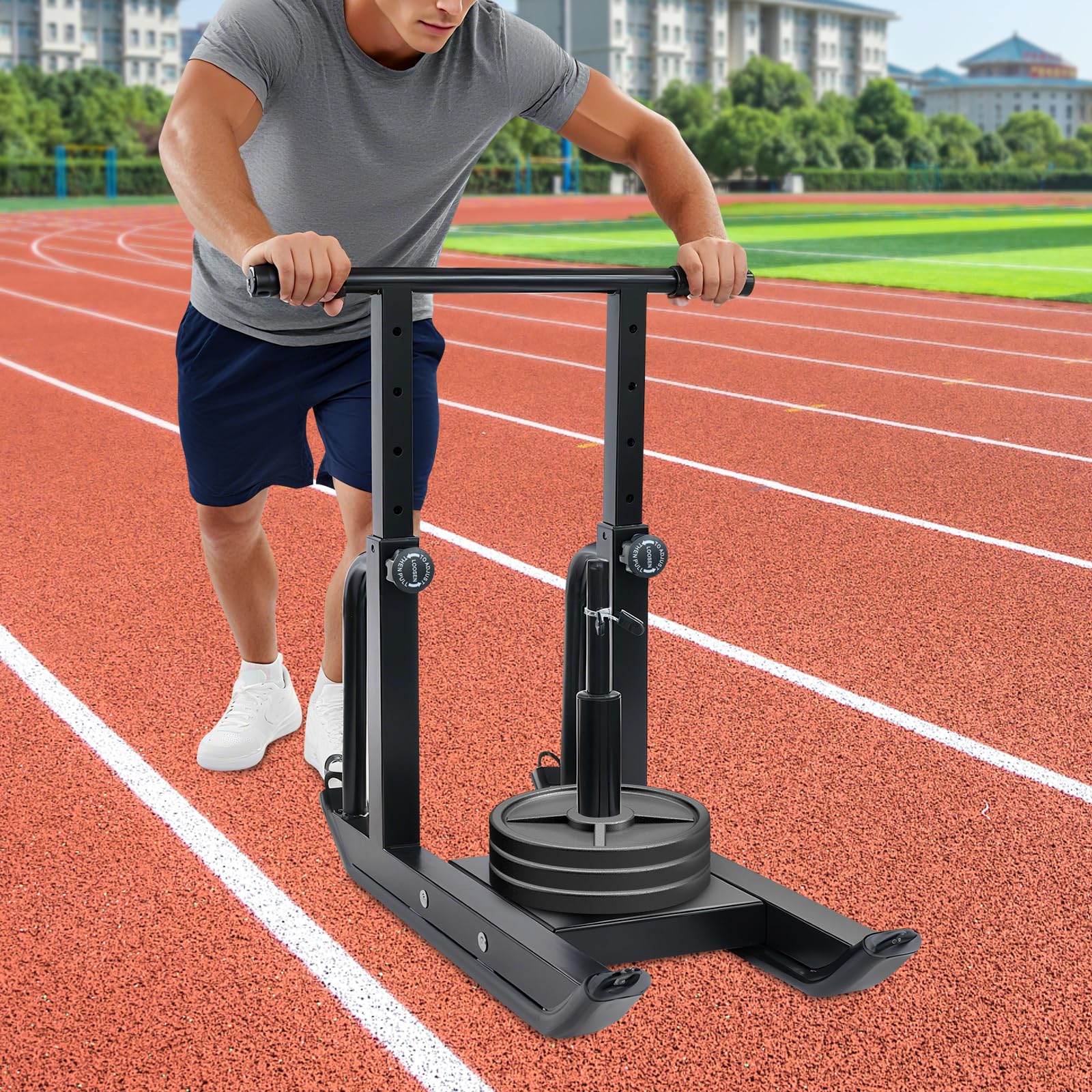 Slittino da fitness regolabile, 200 kg, con tracolla, per allenamento della forza, attrezzatura da palestra a casa, per bodybuilding e riabilitazione