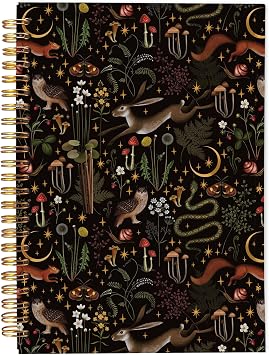 Fairy Rustic Forest Notebook, Gothic Vintage Mushroom Woodland Wild Animals Butterfly Dark Cottagecore Aesthetic Journal Notebook, Cottagecore Gifts, Spiral Notebook 5.5x8.3