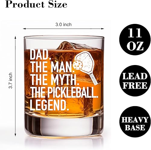 Miniatura 2 de RZHV Dad The Man The Myyth The Pickleball Legend - Vaso de whisky a la antigua, divertido regalo de aniversario del día del padre para hombres,