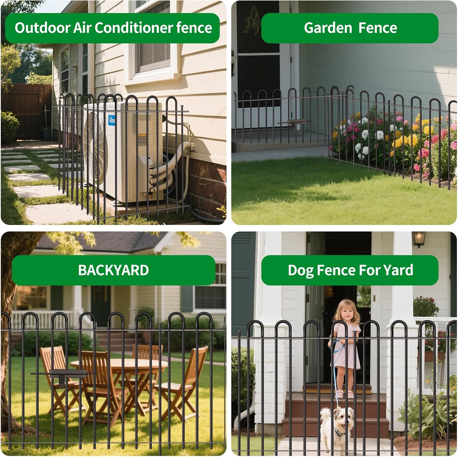 5 Panels Decorative Garden Fence, 32 in (H) x 10.8 ft (L) Metal Thick Tube No Dig Dog Fence Outdoor for Yard, Rustproof Tall Animal Barrier Fencing, Garden Edging Border for Yard, Patio