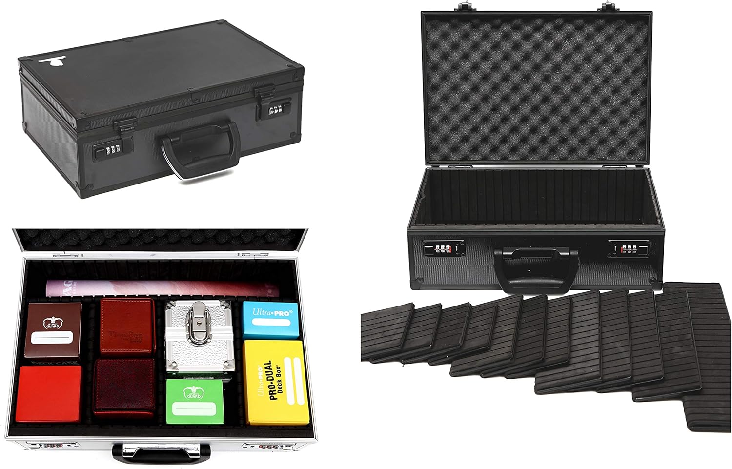 TC-A5 Black Lockable Storage Case with Sliding Divider Walls for TCG, Deck Box, Card Games, MTG, Magic, FaB, YGO, FaB, Dominion, Board Games