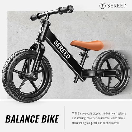 Miniatura 9 de SEREED Bicicleta de equilibrio para niños de 2 a 5 años, sin pedales, ajuste sin herramientas, placa personalizable con calcomanías, regalo para