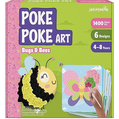 jackinthebox Poke Poke Art – Bugs Theme, Mess-Free Fabric Art