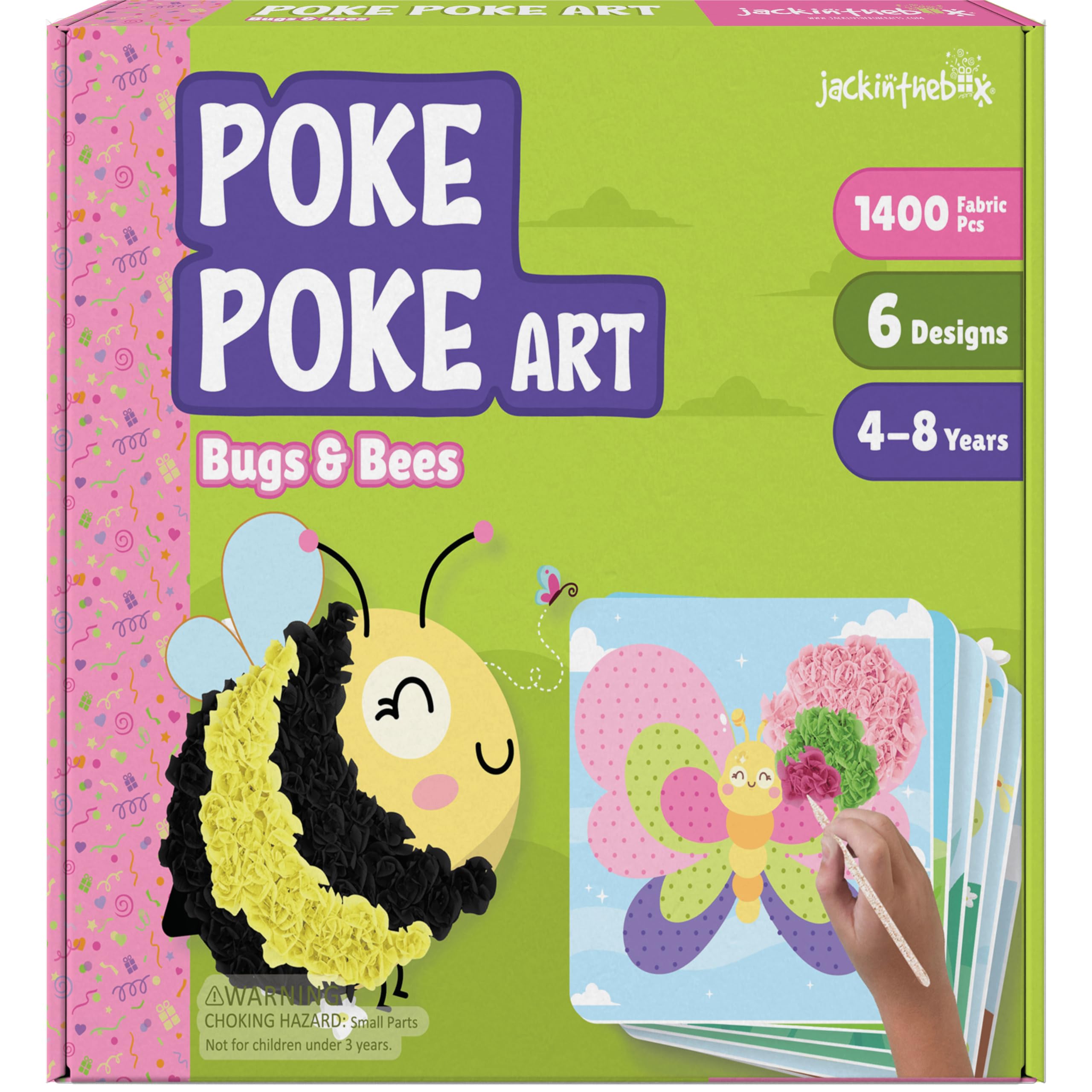 jackinthebox Poke Poke Art for Kids, Mess-Free Sewing Art for Kids, Toys for Girls and Boys Ages 4 5 6 7 8 (Bugs)