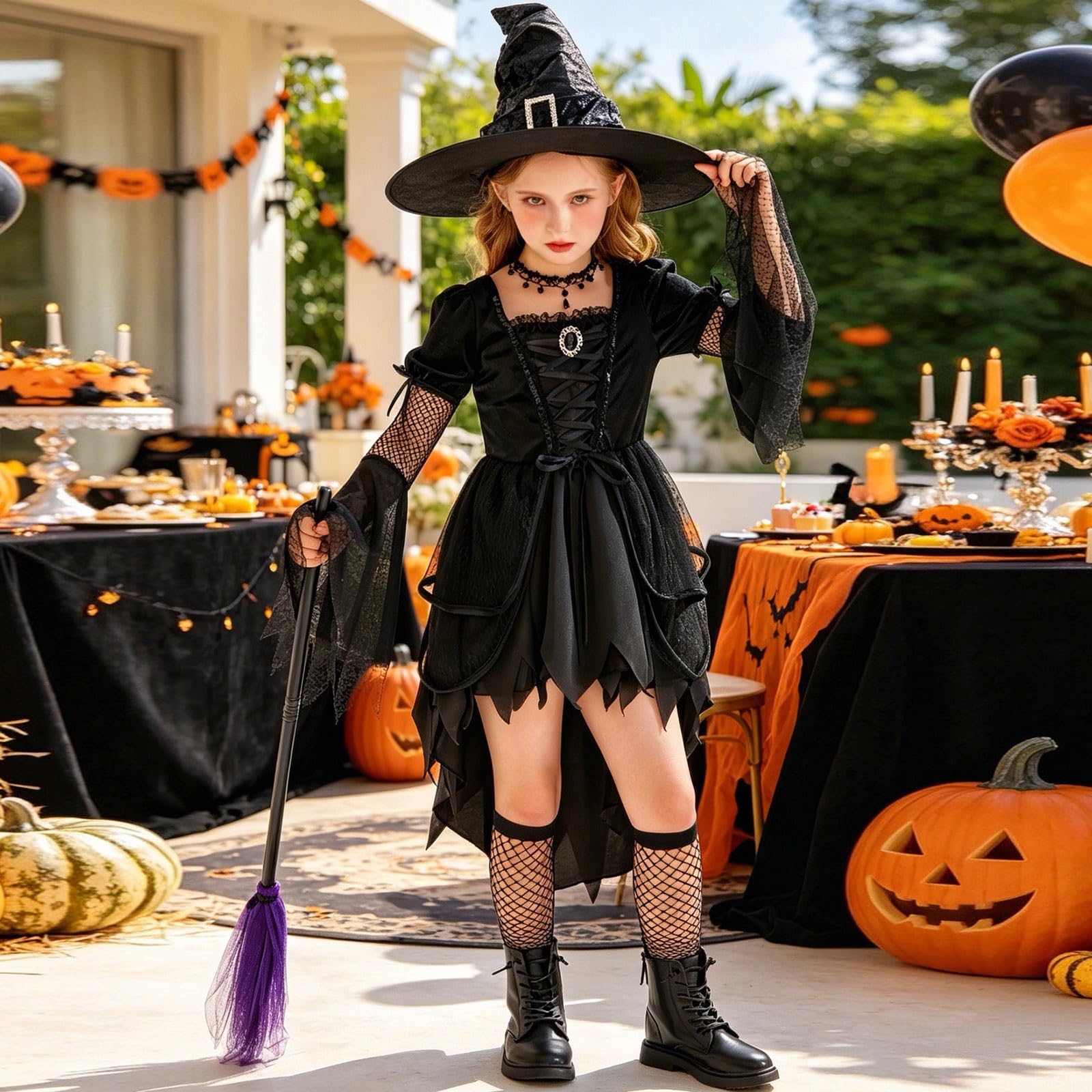 Vestito Halloween per Bambina Disfraz Cosplay Vestito da Festa Disfraz Halloween per Bambina Abito Confortevole Senza Restrizioni Completo di Vestiti da Festa per Bimbe per Festa, Cosplay, Carnevale