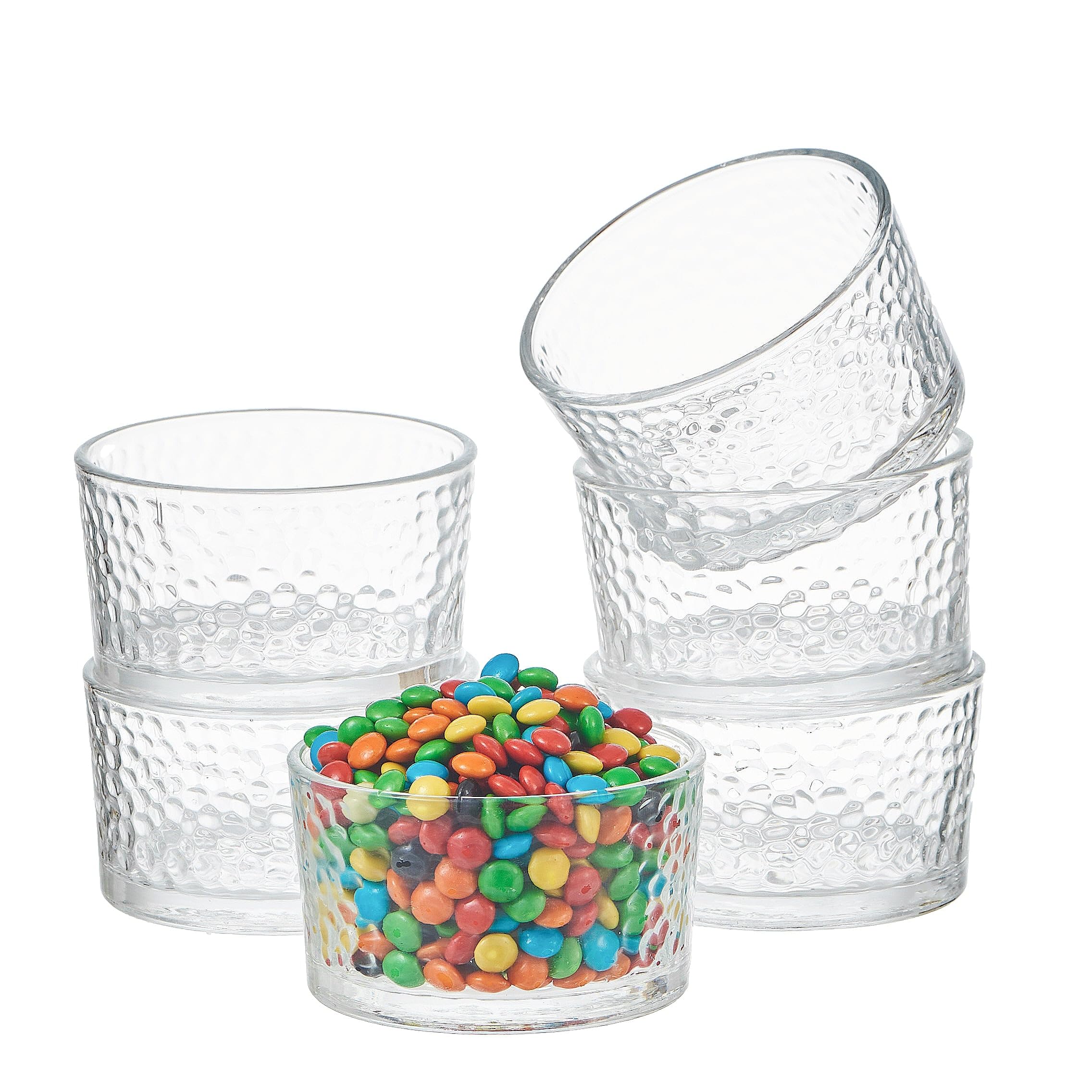 Eden & Willow Small Glass Bowls Set of 6 | Mini Dessert Serving Dishes for Fruits, Pudding, Sauces, Snacks and Dips (Round)