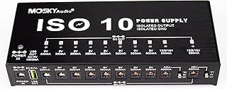 MOSKYAUDIO ISO-10 Guitar Effect Pedal Power Supply Station 10 Isolated DC Outputs & One 5V USB Output for 9V 12V 18V Guitar Effect
