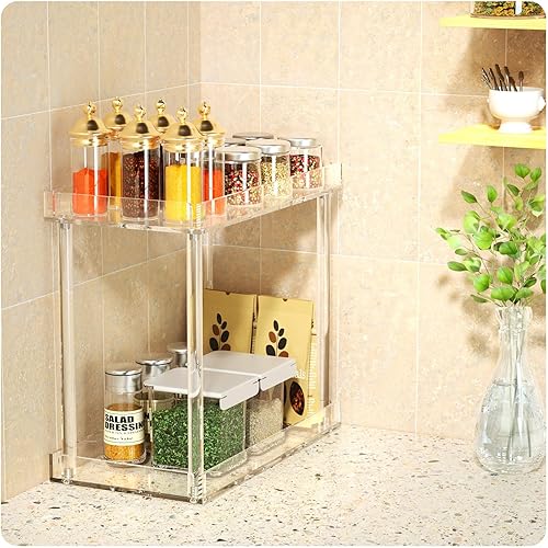 Miniatura 6 de NPPLUS Organizador de encimera de baño acrílico, bandeja de 2 niveles, organizador de mostrador de tocador, soporte de almacenamiento para el hogar