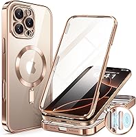 Vista 40 de BERFY Funda para iPhone 16 Pro, compatible con MagSafe, protector de pantalla de vidrio templado 9H integrado y protección de cámara, funda