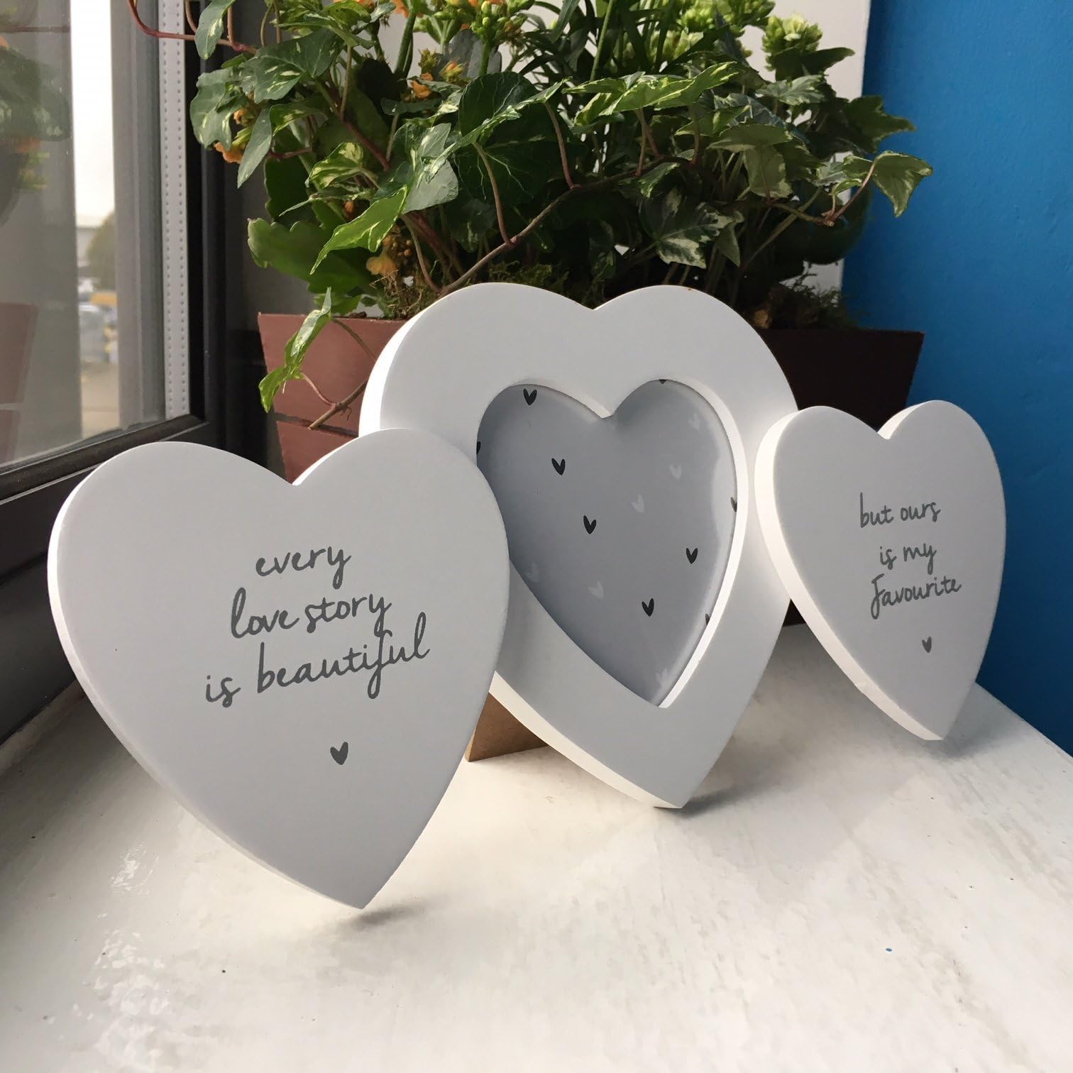 Heart Plaque with photo frame Every love story is beautiful Girlfriend Boyfriend