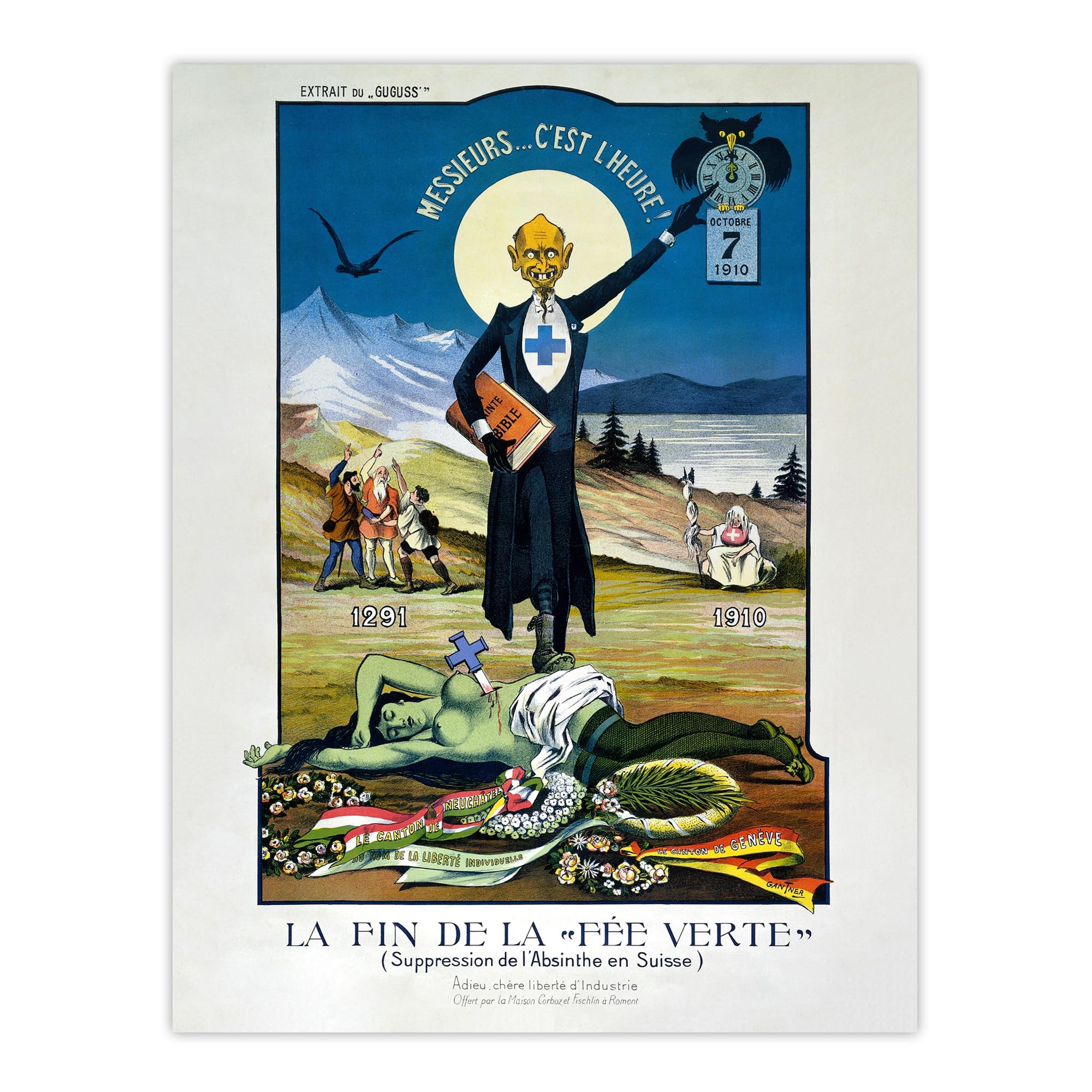 Amazon.com: Artery8 Swiss Vintage Advert Anti Absinthe Prohibition