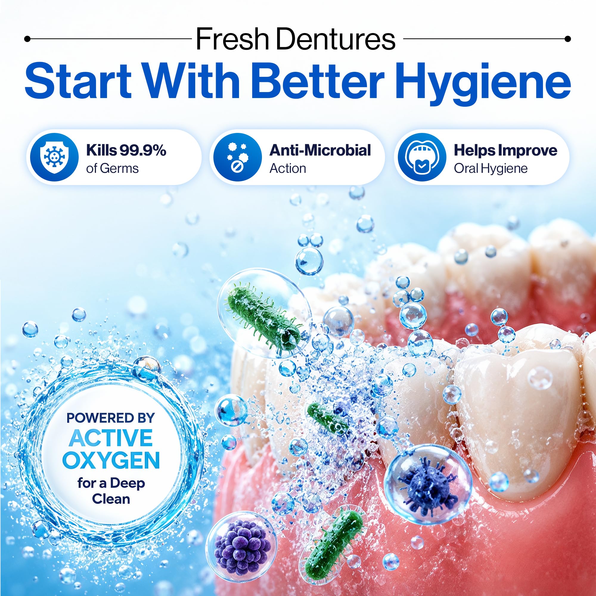 Densive Denture Cleanser Tablets | (90 Denture Tablets) | Antimicrobial Denture Cleaner for Partial & Full Dentures | Color-Changing Technology for Effective Cleaning | 2