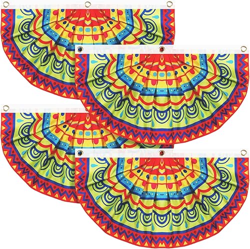 Zhehao 4 banderas de fiesta mexicana plisadas para fiestas mexicanas, carnavales, bodas, cumpleaños, recuerdos de fiesta de Luau Taco (elegante)