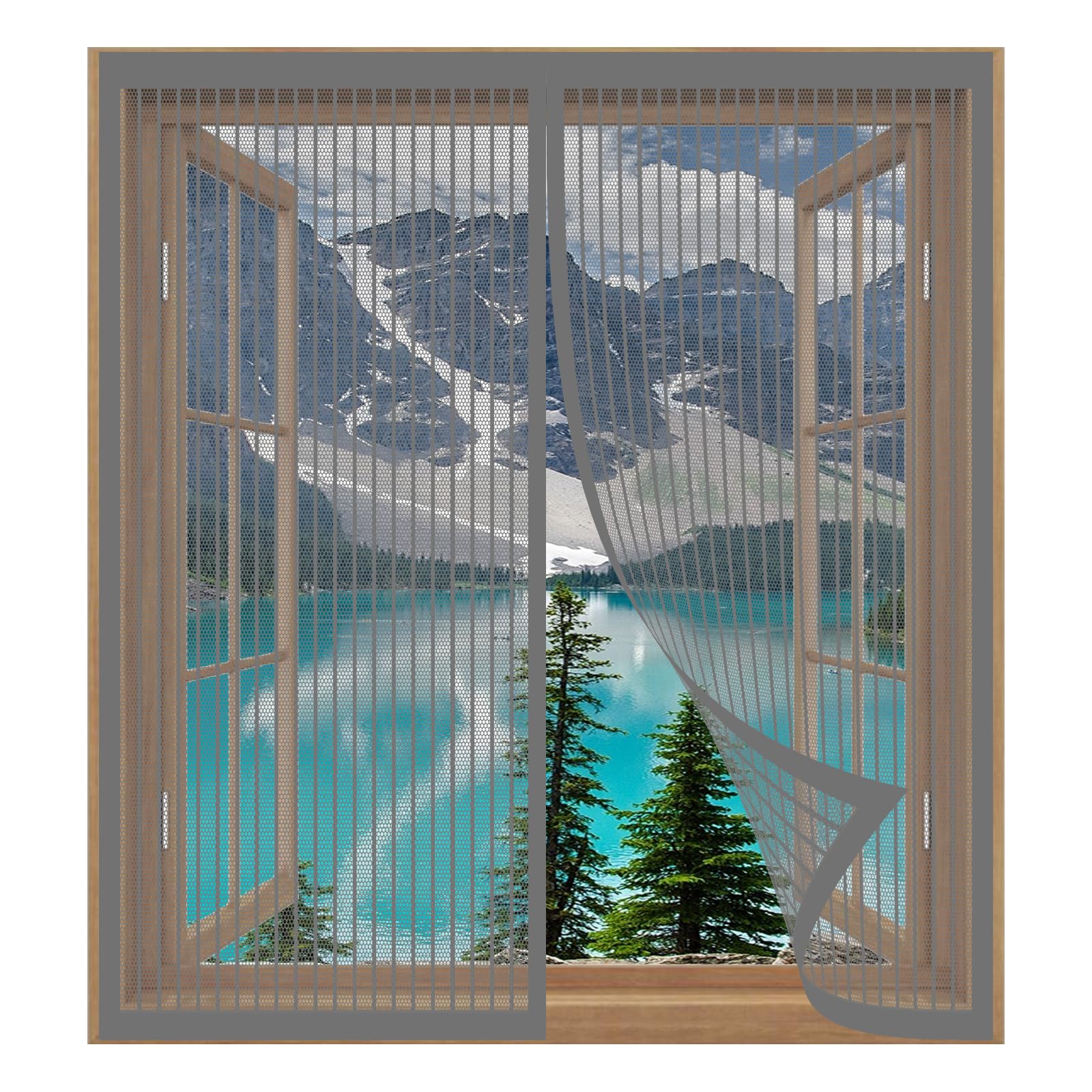 Fly Screens for Window 95 x 95 cm Easy Installation No Drilling Or Screwing Transparent Insect Screen Mosquito Bug Protection for Windows Nets to Keep Bugs Out, Grey