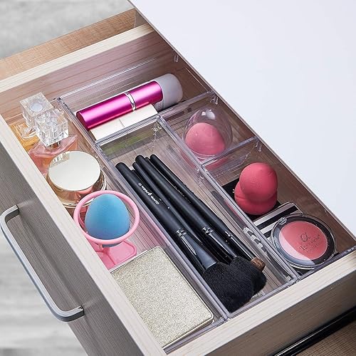 Miniatura 6 de Bandeja organizadora de cajones de plástico transparente de 39 piezas para maquillaje, utensilios de cocina, joyas y gadgets