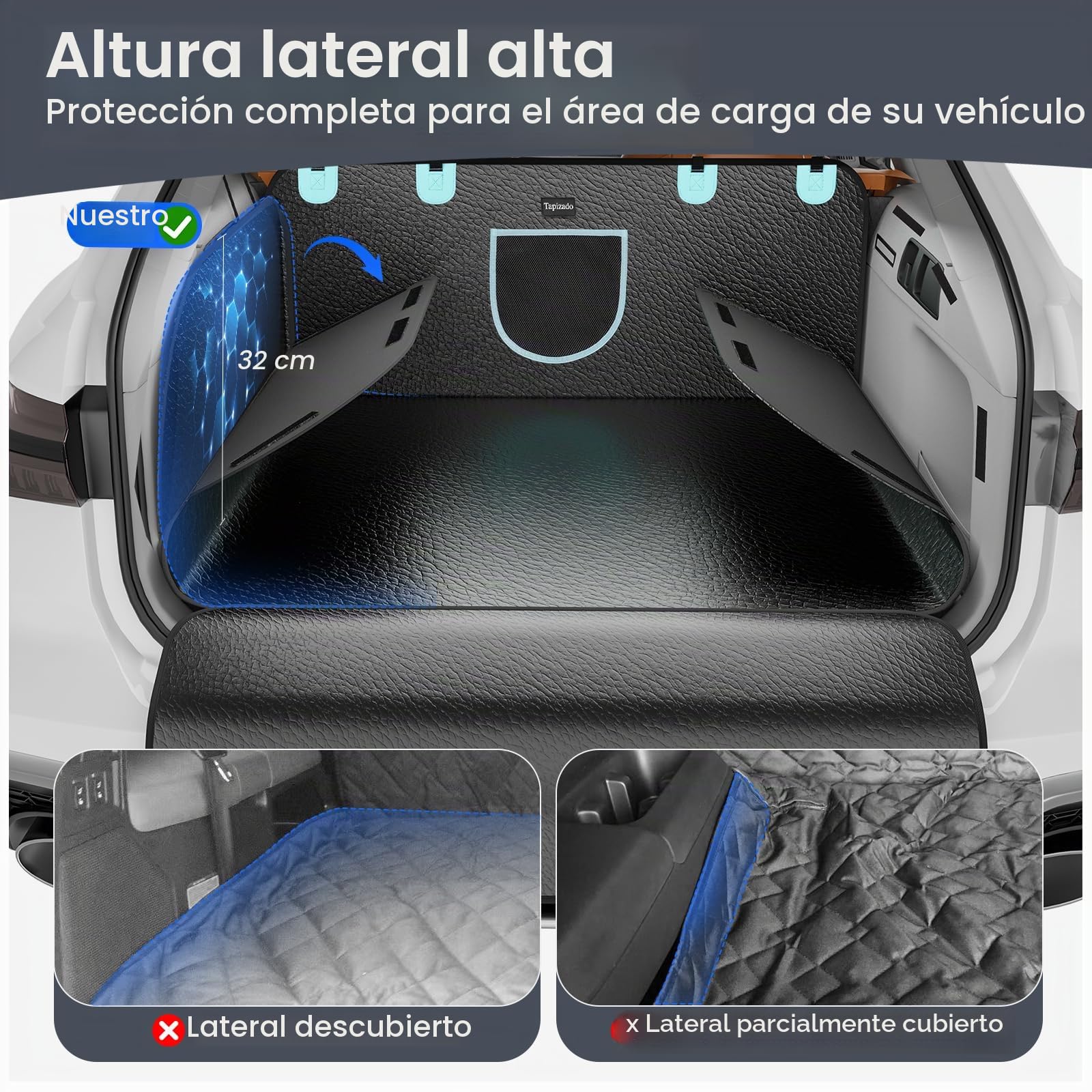 SUV Cargo Liner para perros con cuero PU, funda impermeable para maletero de mascotas con lados altos, alfombrilla de asiento para perros para SUV, furgonetas con protección para parachoques