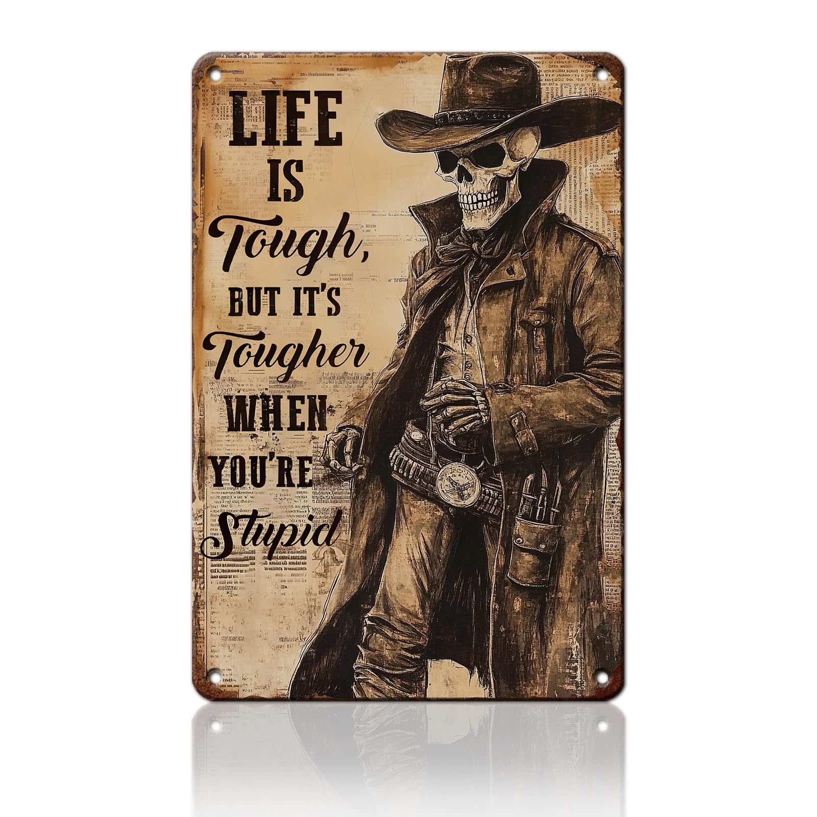 Anceky Funny Sign Life Is Tough You're Stupid Metal Tin Sign Retro Wall Decor for Home Kitchen Bedroom Office Bar 12×8 Inch