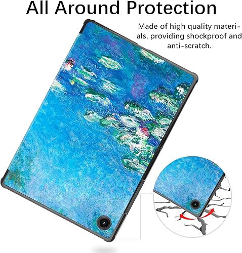 Miniatura 5 de Berkin Arts Samsung Galaxy - Funda compatible con Tab A8 de 10.5 pulgadas, modelo SM-X200/X205/X207 Tri-Fold Stand Cover Cloisonnism Teal Blue