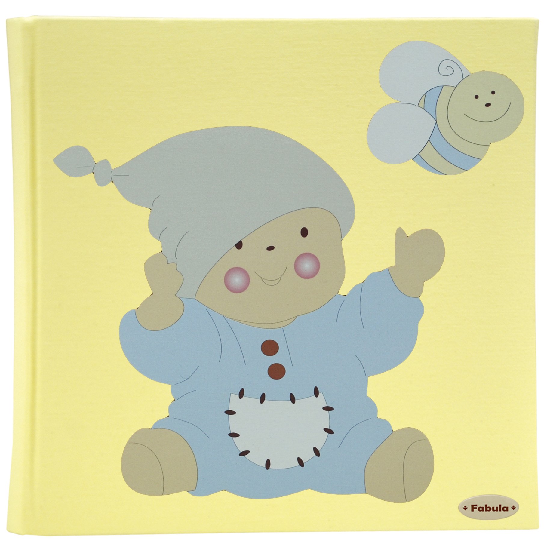 Fabula Linea Bimbo - Diario Nascita Bimbo Cappello Cielo - Formato cm 19x25 con Copertina 253 Giallino e Applicazioni in Legno - 28 Pagine - cod. 15777