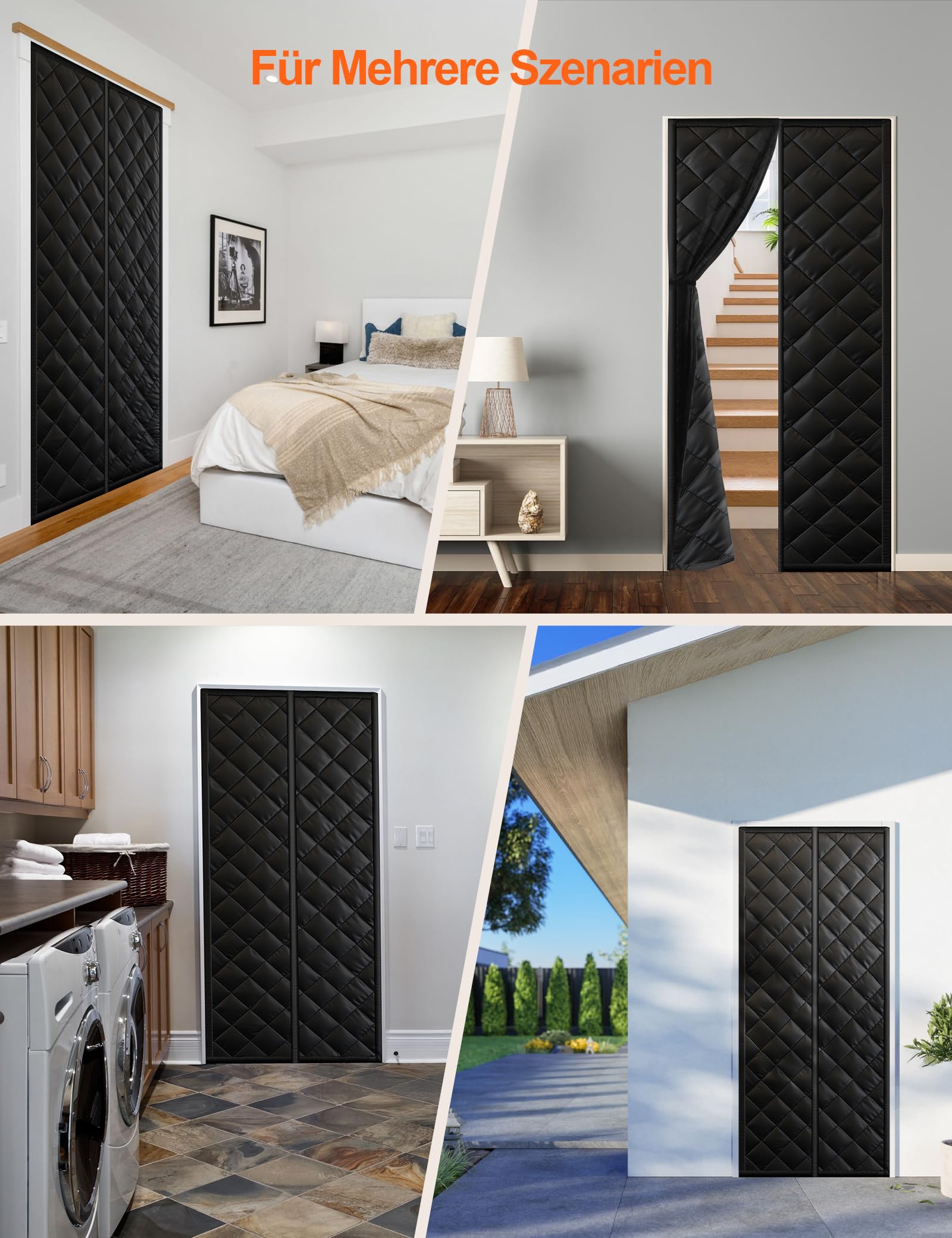 Magnet Wärmeschutzvorhang für Türen 90x210CM | Thermovorhang Kälteschutz | Winddicht & Energiesparend | Haustierfreundlich | Kälteschutzvorhang für Balkontüren Wohnzimmer Terrassentüren