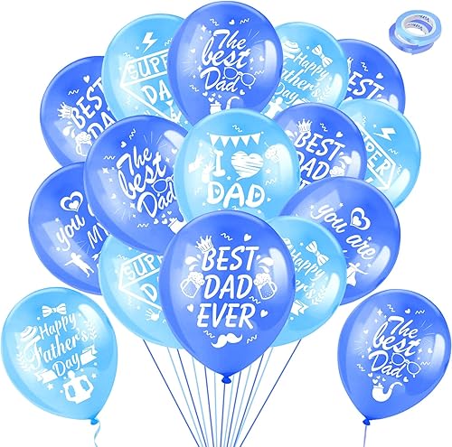 HOWAF Globos para el Día del Padre, suministros de decoración de fiesta, paquete de 38 globos de látex de 12 pulgadas, decoraciones de fiesta del