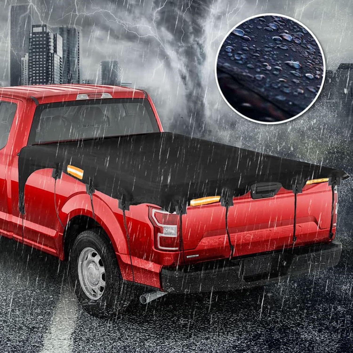 Couverture de lit de Camionnette pour Ford Ranger supercab 2011-2024,Bâche de Caisse de Camion avec Sangles élastiques Couverture de bâche de lit de Camion Intempéries,A L177*w185