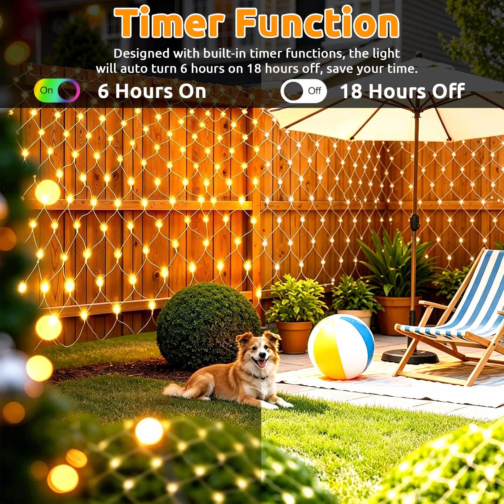 Joycome 2 Pièces 3 * 2m 200 LED Filet Lumineux Noël Exterieur avec Prise | Minuteur Guirlande Lumineuse, 8 Modes Rideau Lumineux, Imperméable Rideau Lumineux pour Balcon Plafond Terrasse - Blanc Chaud