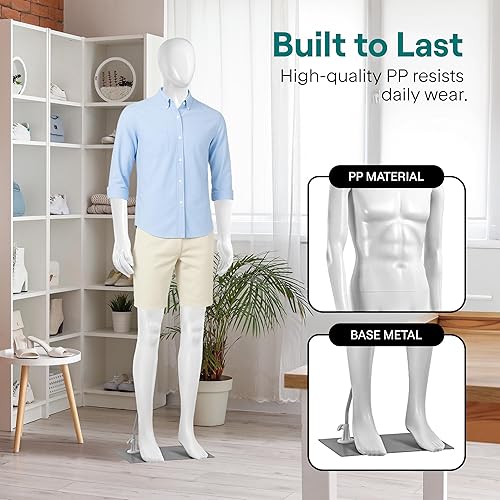 Miniatura 4 de SereneLife Maniquí masculino de cuerpo completo de 73 pulgadas de alto con cabeza ajustable, extremidades flexibles y diseño desmontable, perfecto
