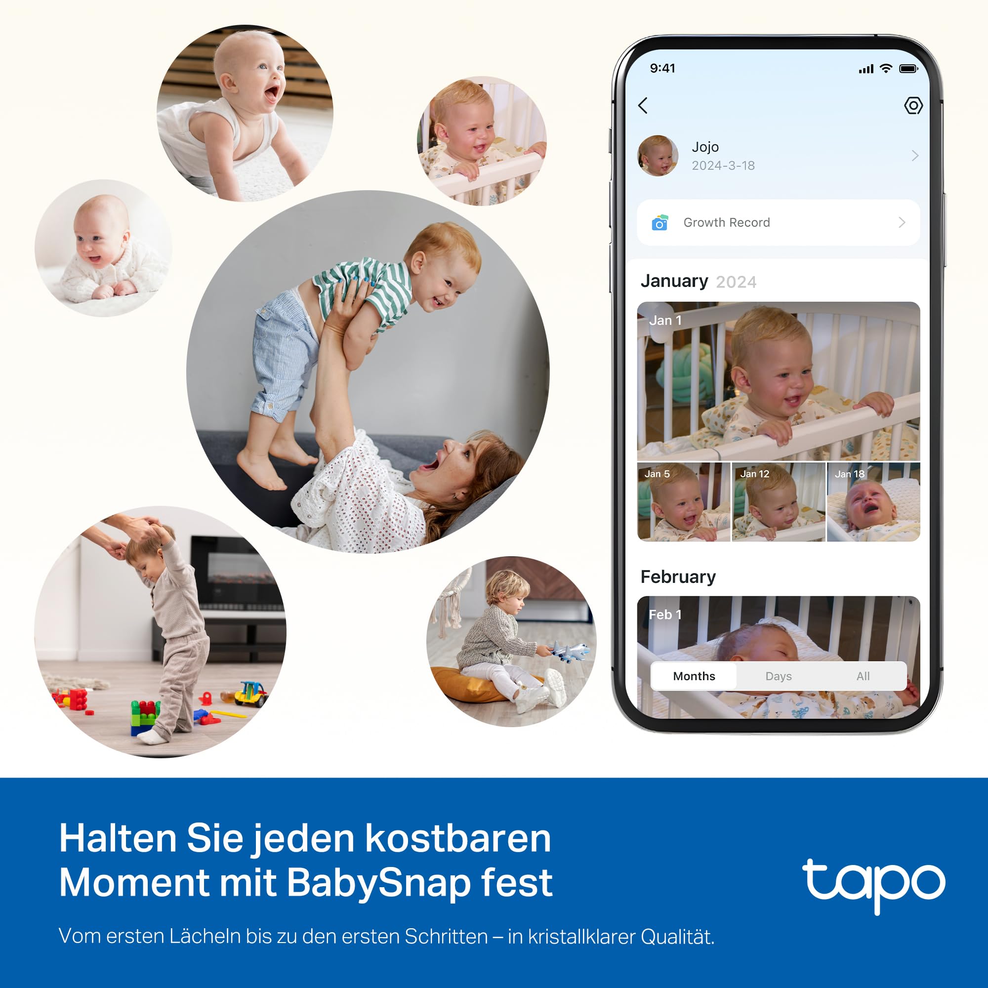 Tapo C840 Dual-Objektiv BabyCam (Erkennung von Babygeschrei & bedecktem Gesicht, Schlafanalyse & -bericht, Schlaflieder & Weißes Rauschen, Nachtlicht, MicroSD bis 512 GB)