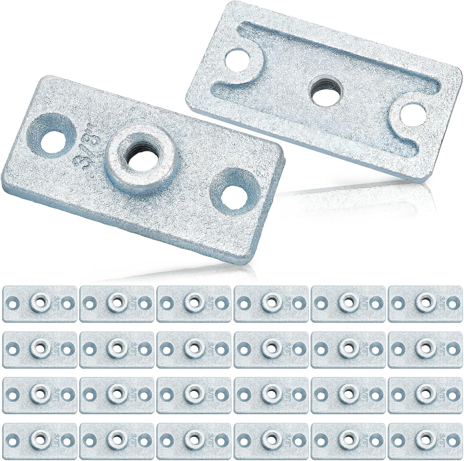Lawei 24 Pack 3/8 Inch Ceiling Flange Hangers, Galvanized Iron Heavy Duty Flange Ceiling Hanger Plates for Threaded Rod, DIY Plumbing, Industrial Decor, Wall Mounting, 3-Hole Flat Repair Bracket