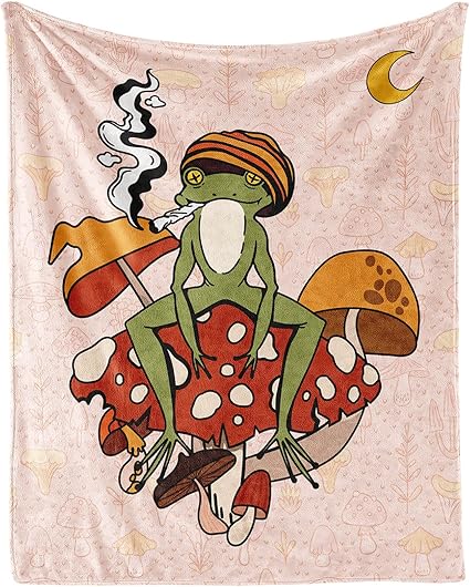 Frog Throw Blanket for Women Men - 60x80 Inches Twin Size - Soft Fluffy Cozy Blankets Gift - Pink Novelty Blanket Throws for Bed, Sofa, Winter