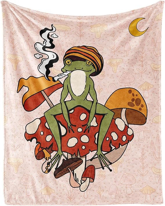 Frog Throw Blanket for Women Men - 60x80 Inches Twin Size - Soft Fluffy Cozy Blankets Gift - Pink Novelty Blanket Throws for Bed, Sofa, Winter