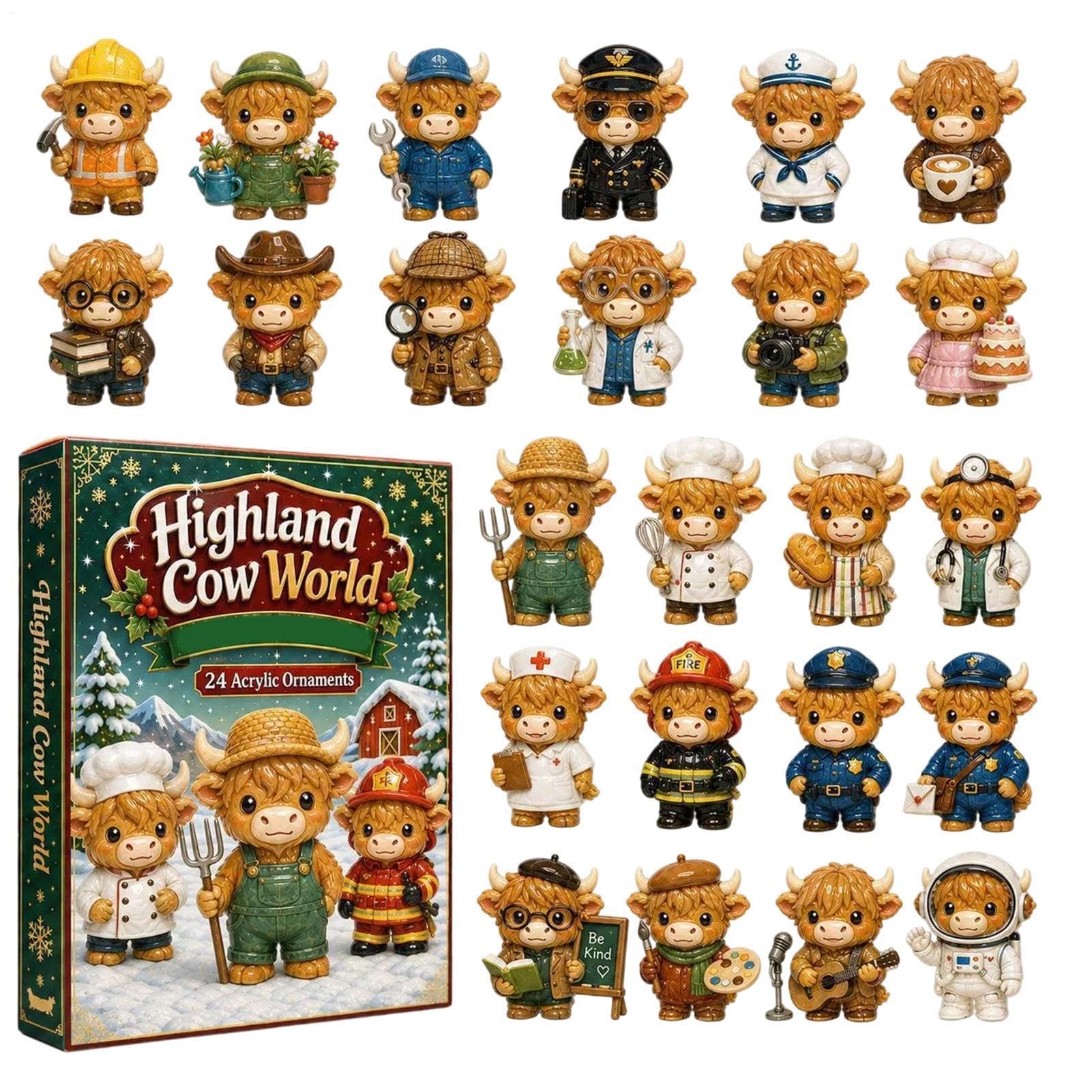 Adventskalender-Deko 2D Acryl-Tierfiguren als Weihnachtsdeko | 24-Tage-Countdown-Tierornament-Set für Bücherregal, Türgriff, Autoinnenraum, Rucksack, Schlüsselanhänger, , Zuhause und