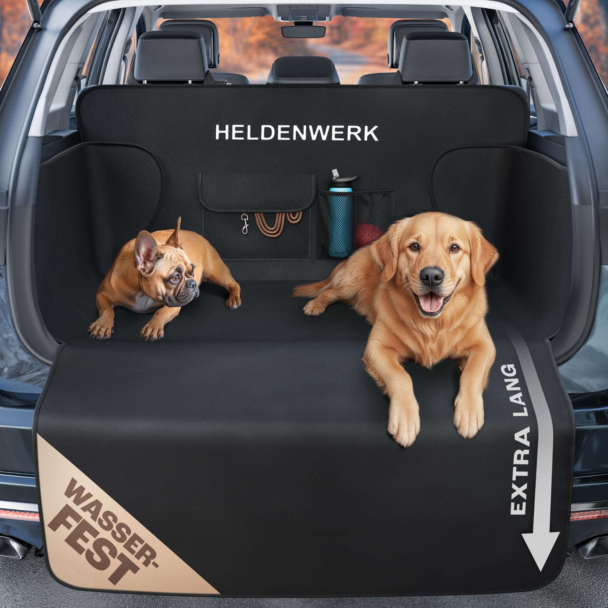 HELDENWERK Kofferraumschutz Hund mit Seiten- und Ladekantenschutz I Hundedecke Auto Kofferraum Wasserdicht & Kratzfest I Universal Kofferraum Schutzmatte für Hunde