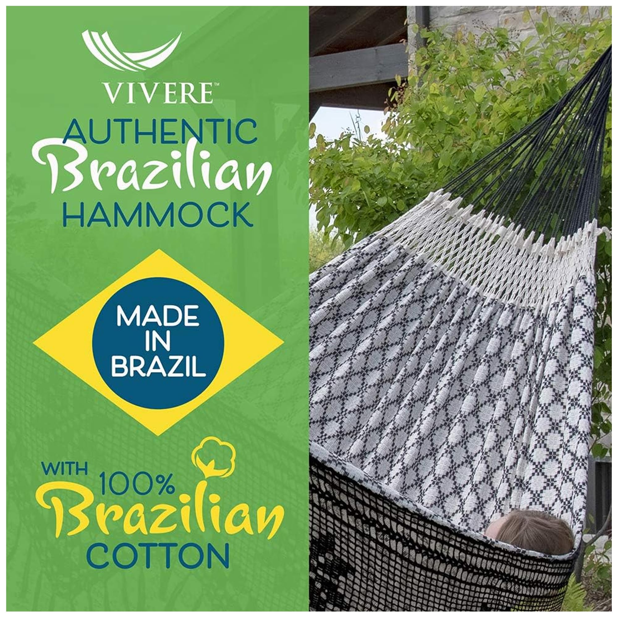 Vivere BRAZ810 Auténtica Hamaca Brasileña de Algodón Doble Luxo