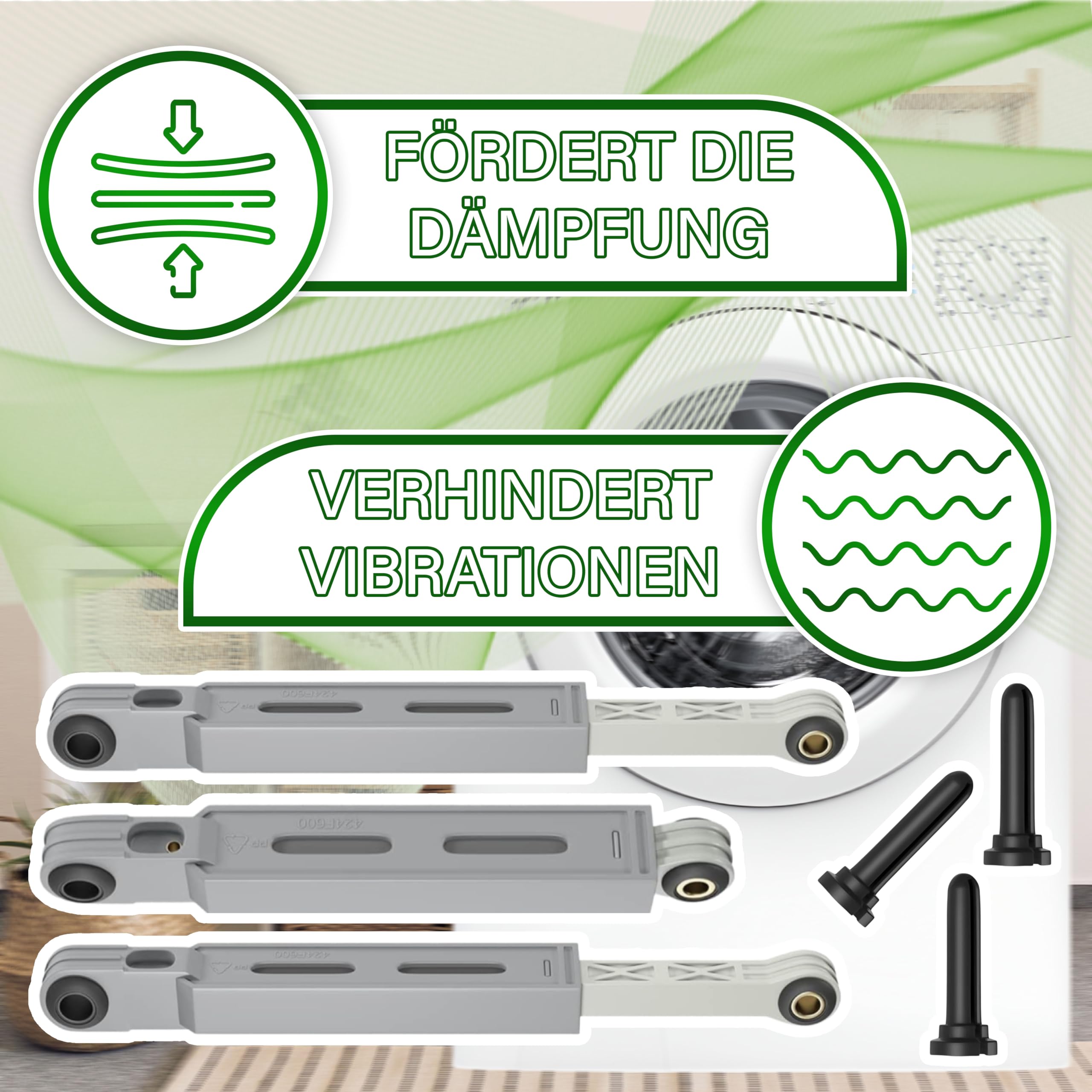 Satz 3 Stück Stoßdämpfer Waschmaschine mit Stiften 90N Ø 8 mm/13,2 mm mit Originalcode 00673541 00660865 742719 00742719 für Bosch für Siemens für Balay - Garantie 5 Jahre - ONIX TECH