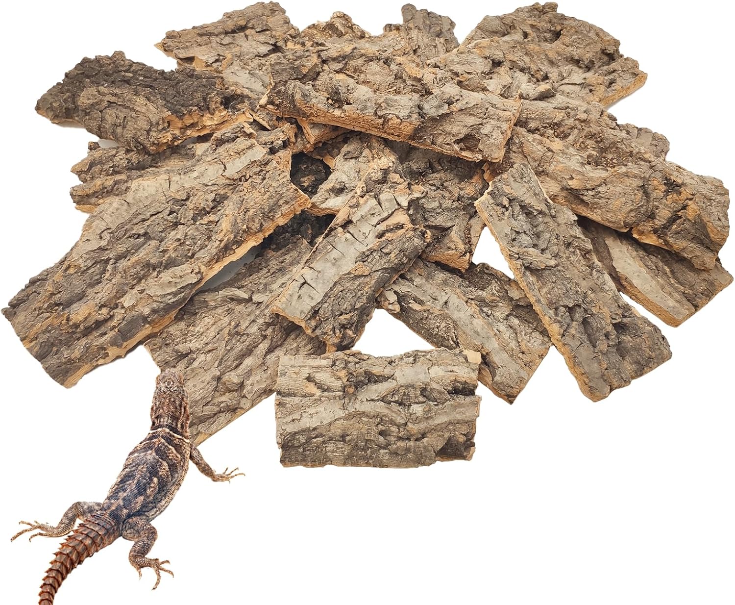 VCEPJH 1.5 LB Reptile Bark Bedding, Natural Cork Bark for Reptiles Flat Cork Wood