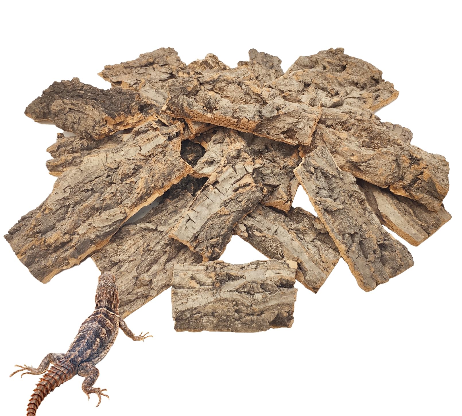 VCEPJH 1.5 LB Reptile Bark Bedding, Natural Cork Bark for Reptiles Flat Cork Wood Terrarium Substrate Tank Supplies for Snake Spiders Bearded Dragons