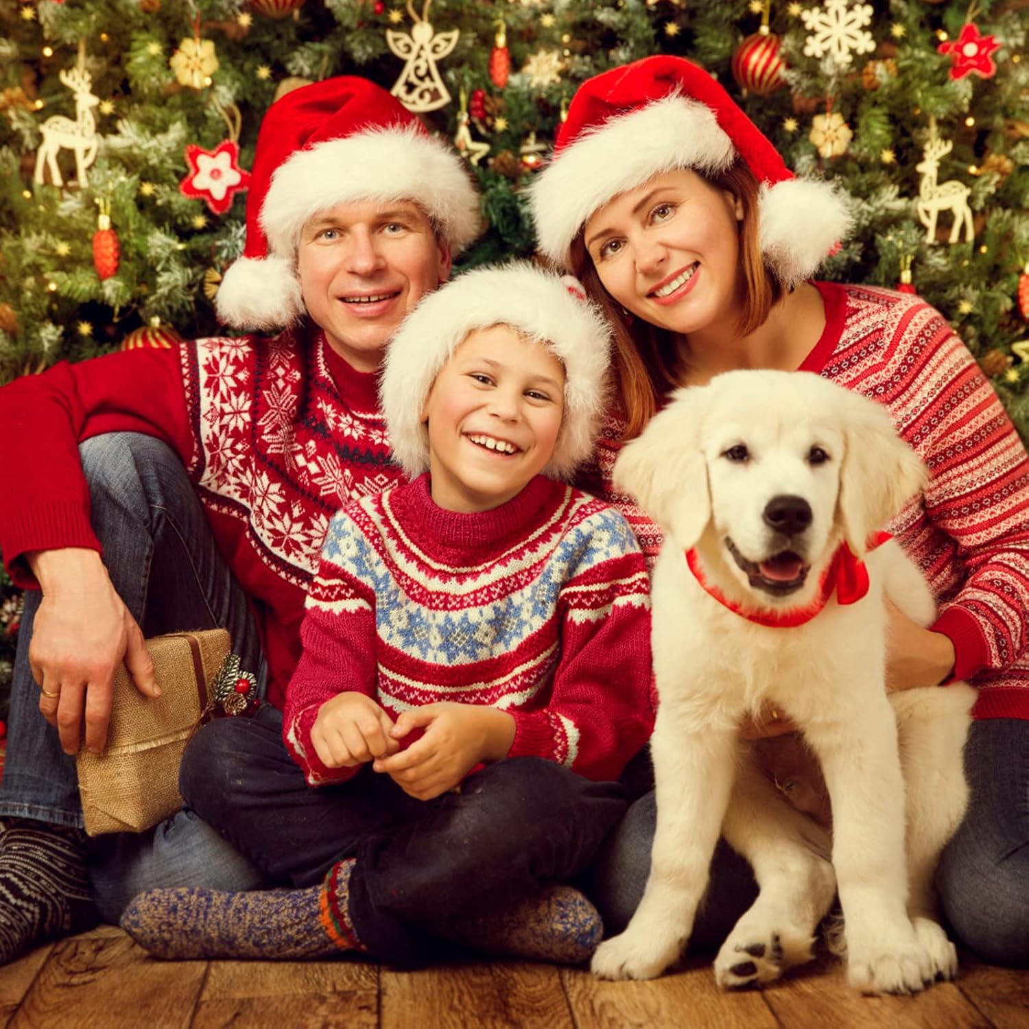 Santa Hat, Unisex Velvet Comfort Xmas Hat for Adults,Christmas Hats for Christmas New Year Festive Holiday Party Supplies - Image 2