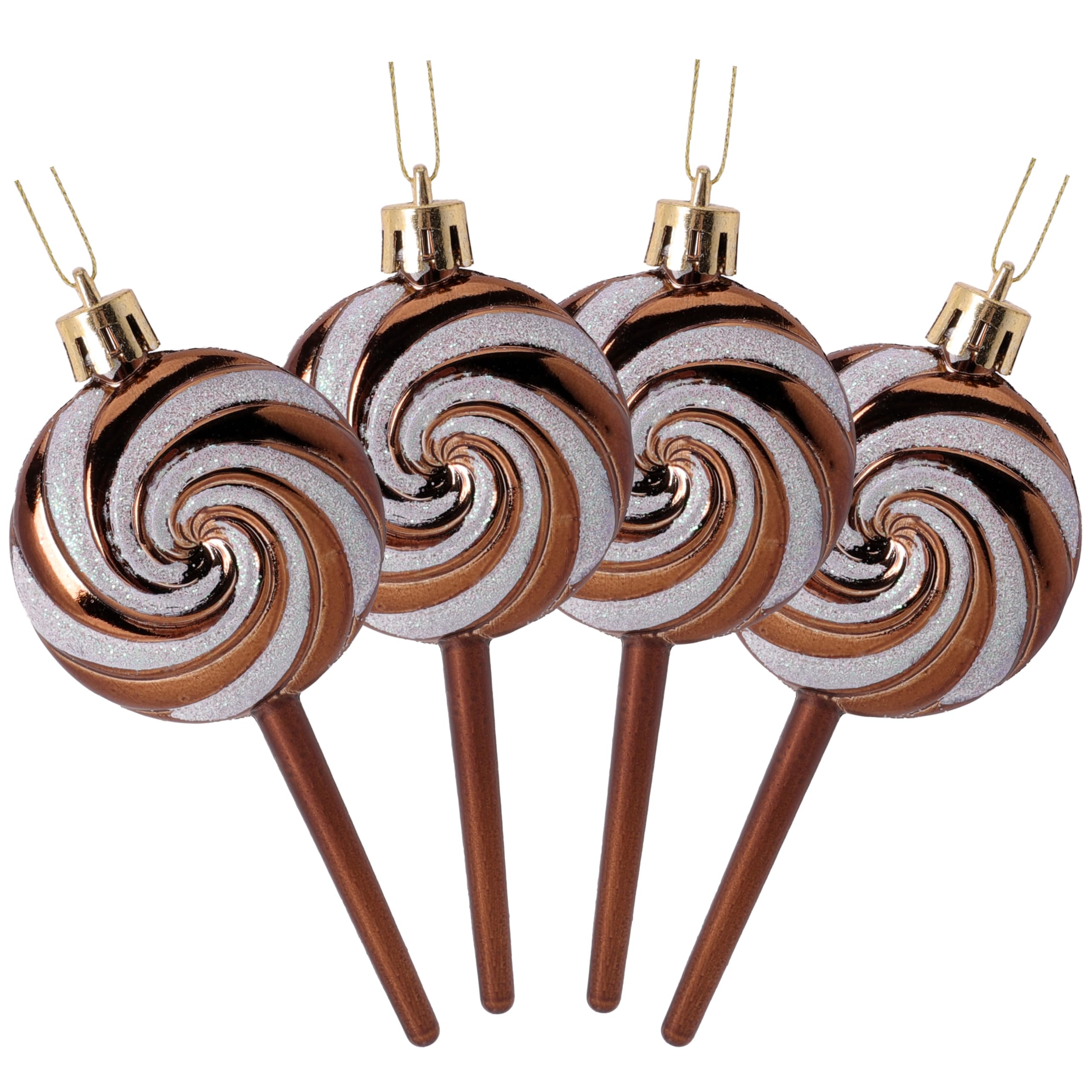 Christmas Concepts® Pack of 4-110mm (4.3") Mocha Glittery Festive Lollipop Baubles - Christmas Tree Decorations — image 1