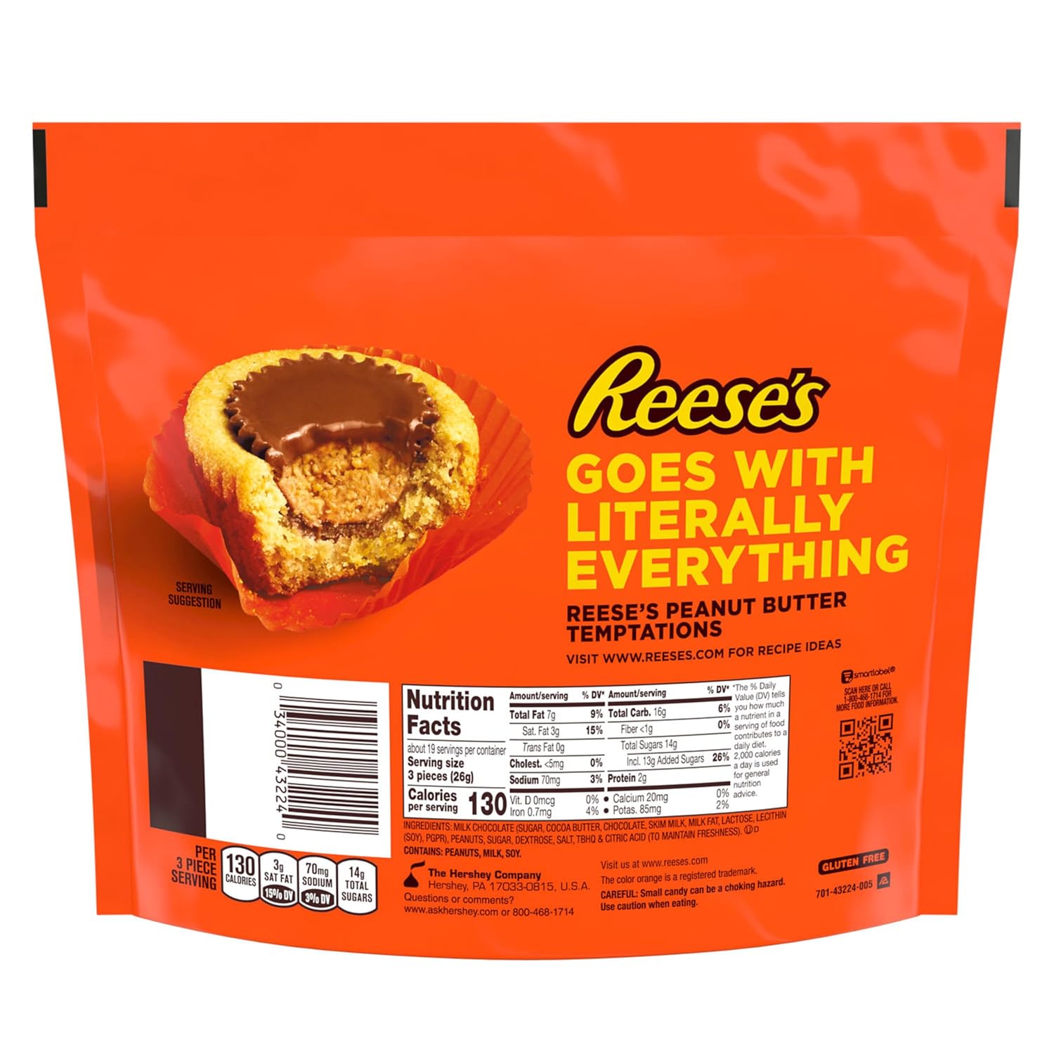 REESE'S Miniatures Milk Chocolate Peanut Butter Cups, Candy Family Pack, 17.6 oz