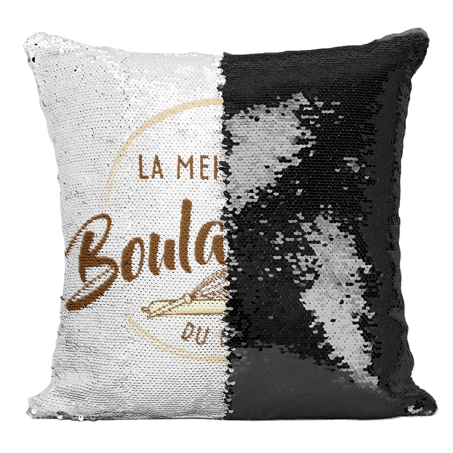 Housse sequin paillettes noir coussin décoratif artisan pain et pâtisserie