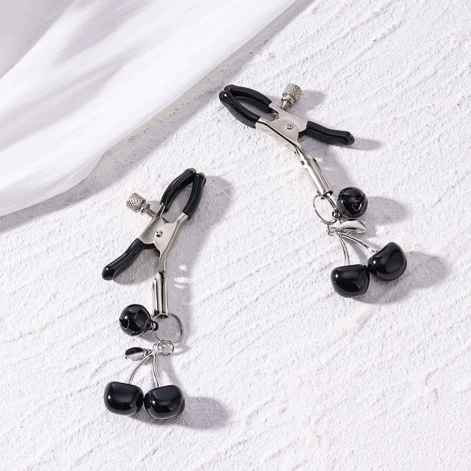 Nipple Clips for Adult Play - 2 Pcs Non Piercing Body Clamp Clip with Cute Charms for Adult Women Couples Bedtime Play: Black