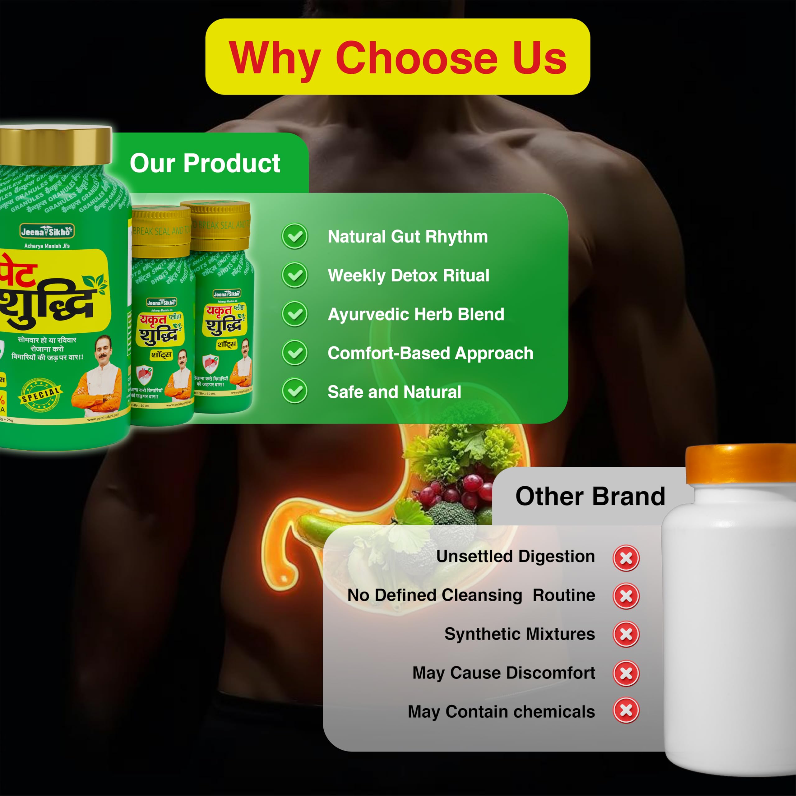 Jeena Sikho Pet Yakrit Pleeha Shuddhi kit | Ayurvedic Cleanse for Liver, Stomach & Spleen | Body Purification & Immunity Booster | Liver Detox & Digestion Kit, 1 Granules, 100gm & 4 shots, 30ml - Image 6 thumbnail