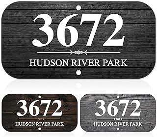 Address Sign, Custom Personalized House Numbers For Outside, Silver Wood Background, 6x12 Inches, Rust Free .040 Aluminum, Fade Resistant, Made in USA