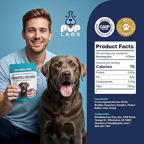 Miniatura 7 de Pup Labs Tummy Essentials - Probióticos masticables para perros, apoya la salud intestinal para perros y heces firmes, ayuda a eliminar la