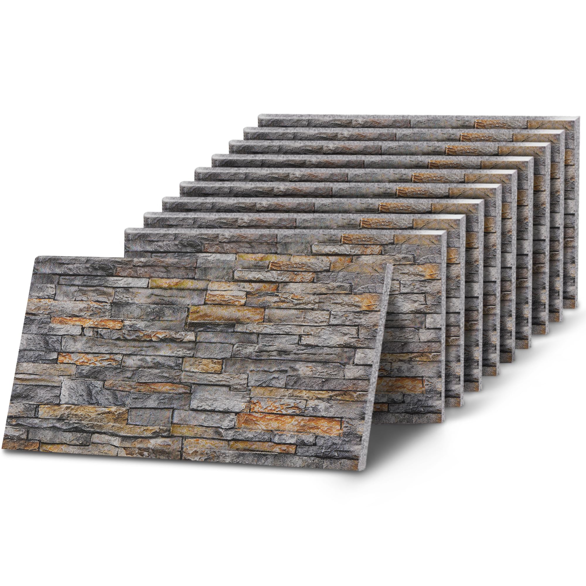 K&B Panels 3D Wall Panels, Slate Effect Styrofoam Wall Panelling Kit, Lightweight,Easy to Install, Dual Insulation to Reduce Acoustic Noise, Indoor & Outdoor (Slate Weathered Grey) (10 Panels)