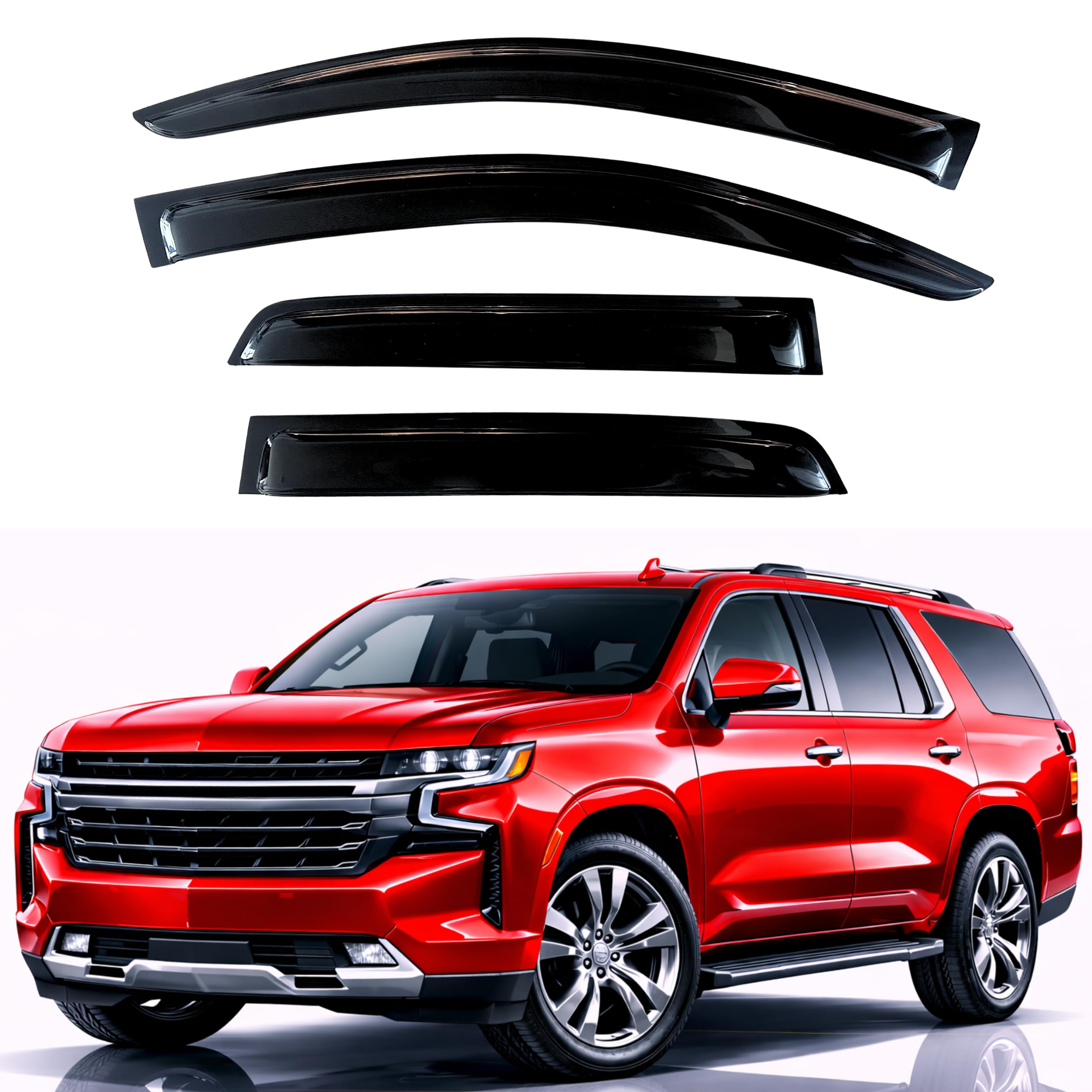 Photo 1 of KPY Rain Guards Fit for 2021-2026 Chevrolet/Chevy Tahoe, Out-Channel Window Visors Vent Wind Deflectors 4PC, Car Accessories for 2021-2026 GMC Yukon/Cadillac Escalade (Excludes Yukon XL)