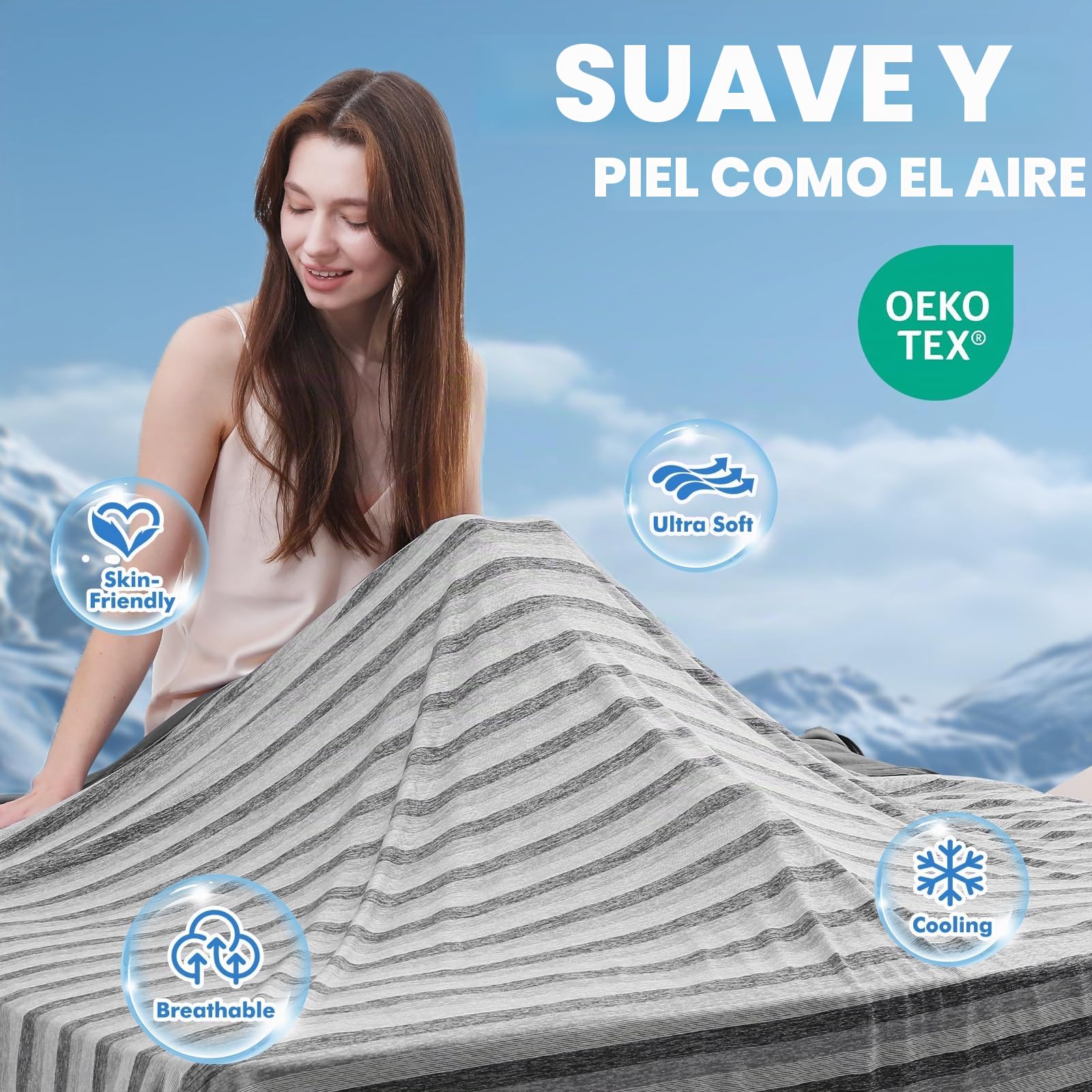 Luxear Manta Refrescante de Verano 150x200 cm, Doble Cara con Fibra de Enfriamiento Q-MAX>0,5, Manta Fría para Cama y Sofá, Suave e Hipoalergénica, Gris